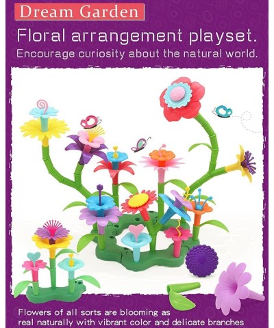 Upgraded Flower Garden Plant Building Toys Kit for Kids BPA Free 136 PCS Set with Forked Stalks and Carrying Bag DIY STEM Edu...