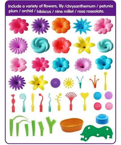 Upgraded Flower Garden Plant Building Toys Kit for Kids BPA Free 136 PCS Set with Forked Stalks and Carrying Bag DIY STEM Edu...