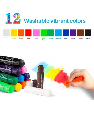 Washable Tempera Paint Sticks | Non-Toxic Quick Drying & No Mess Paint Sticks for Kids (12 Bright Colors) $24.74 Kids' Drawin...