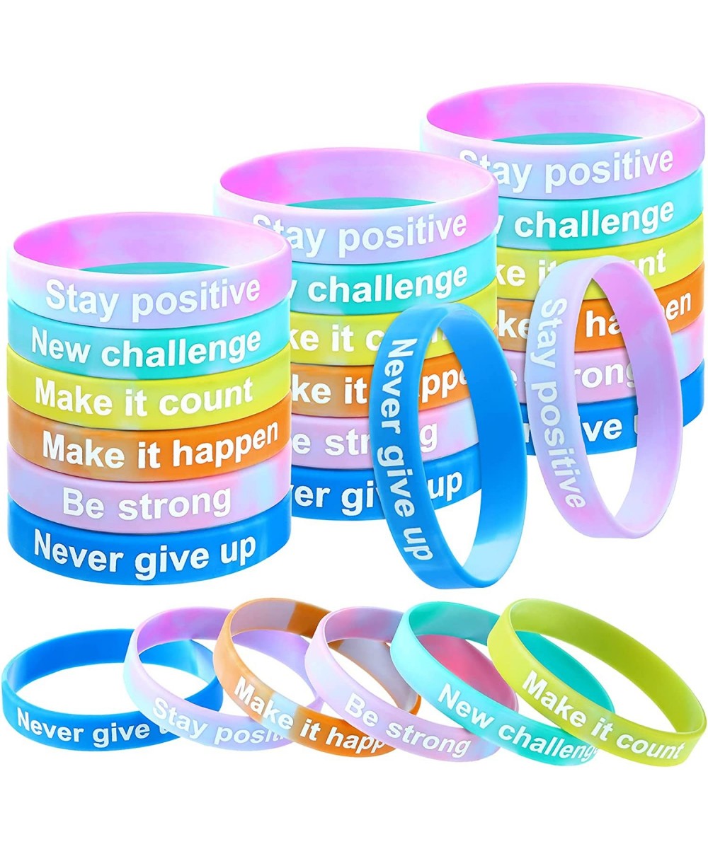 48 Pieces Inspirational Rubber Bracelets Colored Inspirational Wristbands for Kids Students Party Supplies $23.58 Kids' Dress...