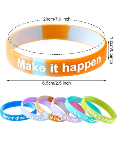 48 Pieces Inspirational Rubber Bracelets Colored Inspirational Wristbands for Kids Students Party Supplies $23.58 Kids' Dress...