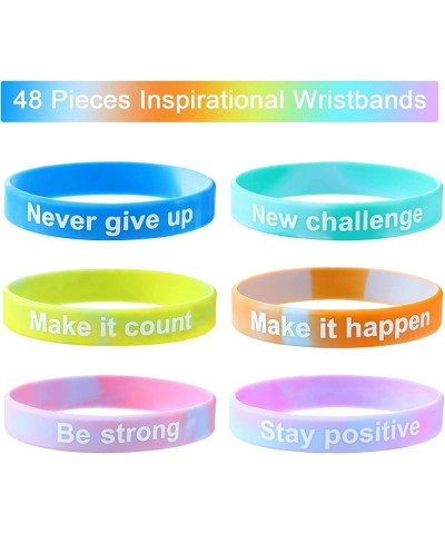 48 Pieces Inspirational Rubber Bracelets Colored Inspirational Wristbands for Kids Students Party Supplies $23.58 Kids' Dress...