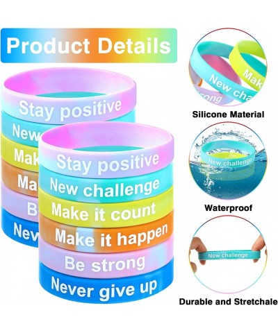 48 Pieces Inspirational Rubber Bracelets Colored Inspirational Wristbands for Kids Students Party Supplies $23.58 Kids' Dress...