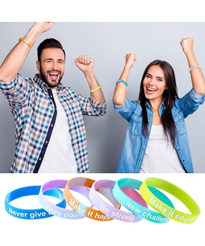 48 Pieces Inspirational Rubber Bracelets Colored Inspirational Wristbands for Kids Students Party Supplies $23.58 Kids' Dress...