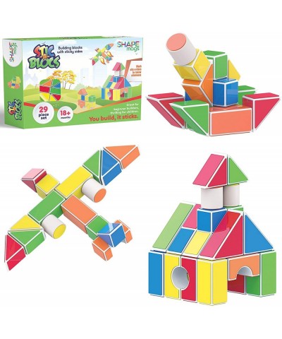 Shapemags Stick-A-Blocks 29 Piece Building Blocks Set with Adhesive Sides That Stick When You Build Idea Book Included $30.31...