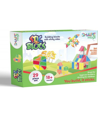 Shapemags Stick-A-Blocks 29 Piece Building Blocks Set with Adhesive Sides That Stick When You Build Idea Book Included $30.31...