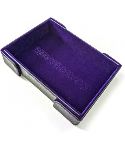 Stonehaven Royal Purple Velvet and PU Leather Foldable Magnetic Dice Tray - for Tabletop Games Collectibles - Deep Purple Vel...