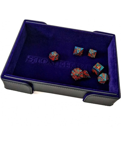 Stonehaven Royal Purple Velvet and PU Leather Foldable Magnetic Dice Tray - for Tabletop Games Collectibles - Deep Purple Vel...