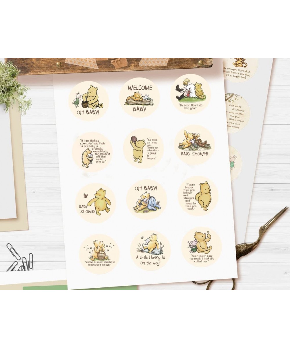 Classic Winnie Stickers 12 Designs 48 Pcs The Pooh Baby Shower Decorations Winnie Theme Party Favors Honey Jars Cookie Food F...