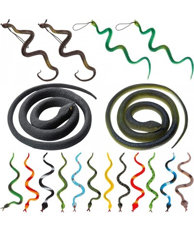 18 Pcs Realistic Rubber Snakes Assorted Sizes Plastic Fake Snakes Prank Snake Toys for Halloween Party Tricking People Kid Pl...