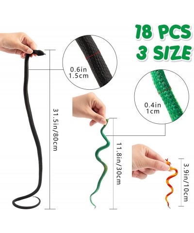 18 Pcs Realistic Rubber Snakes Assorted Sizes Plastic Fake Snakes Prank Snake Toys for Halloween Party Tricking People Kid Pl...