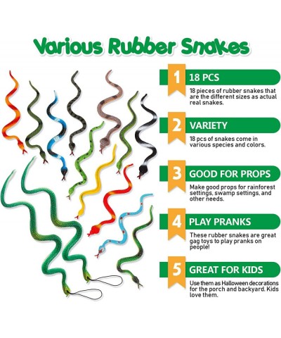 18 Pcs Realistic Rubber Snakes Assorted Sizes Plastic Fake Snakes Prank Snake Toys for Halloween Party Tricking People Kid Pl...