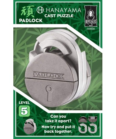 Padlock Hanayama Cast Metal Brain Teaser Puzzle (Level 5) Puzzles For Kids & Adults Ages 12 & Up Green $18.29 Brain Teaser Pu...