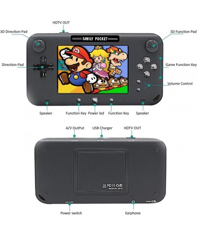 Handheld Game Console Portable Game Player Built-in 208 HD Classic Games 4" LCD Retro Gaming System Support TV/AV 12 Bit Rech...