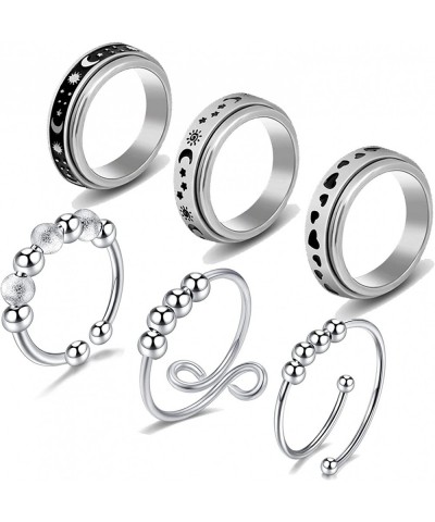 6PCS Anti Anxiety Ring for Women Adjustable Pressure Rings Fidget Thumb Ring Jewelry for Men $15.63 Kids' Dress-Up Accessories