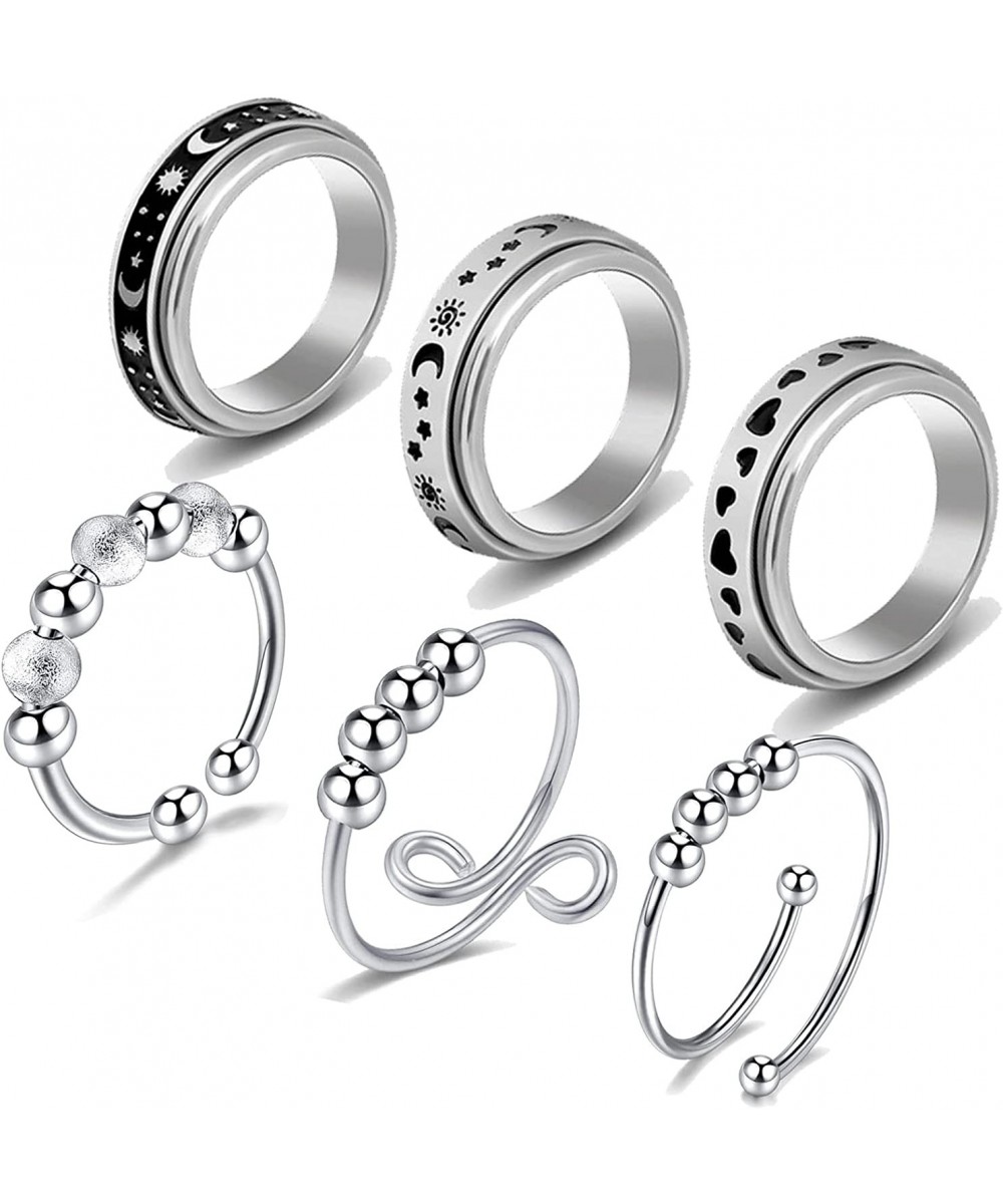 6PCS Anti Anxiety Ring for Women Adjustable Pressure Rings Fidget Thumb Ring Jewelry for Men $15.63 Kids' Dress-Up Accessories