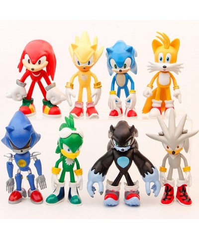 Sonic The Hedgehog 4.8'' Tall Sonic Action Figures with Movable Joint Playsets Toys Decorations or Toys for Kids (Pack of 8) ...