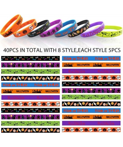 Kids Halloween Party Favors Rubber Bracelets 40 Pack Halloween Silicone Wristbands for Kids halloween Trick or Treat Gifts Ha...