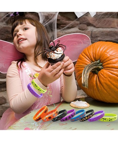 Kids Halloween Party Favors Rubber Bracelets 40 Pack Halloween Silicone Wristbands for Kids halloween Trick or Treat Gifts Ha...