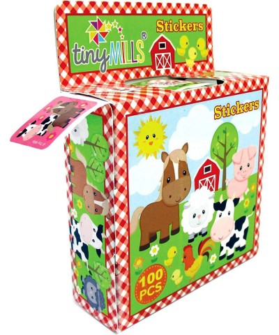 Tiny Mills Farm Animals Barnyard Stickers for Kids Party Favor Supplies (1200 Stickers Total) Pack of 12 Sticker Dispensers w...