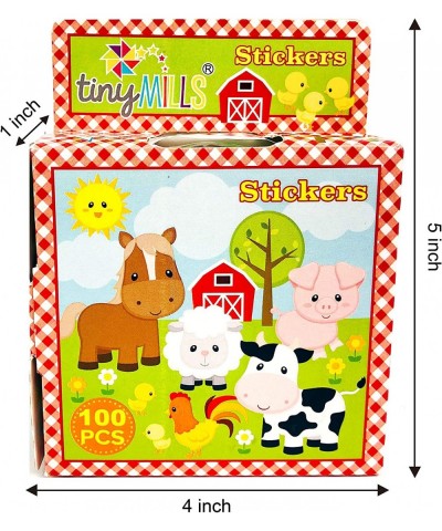 Tiny Mills Farm Animals Barnyard Stickers for Kids Party Favor Supplies (1200 Stickers Total) Pack of 12 Sticker Dispensers w...