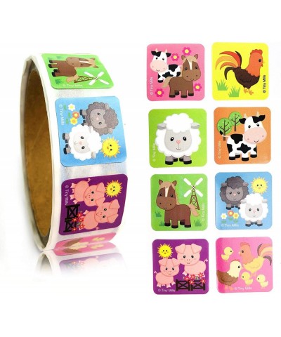 Tiny Mills Farm Animals Barnyard Stickers for Kids Party Favor Supplies (1200 Stickers Total) Pack of 12 Sticker Dispensers w...