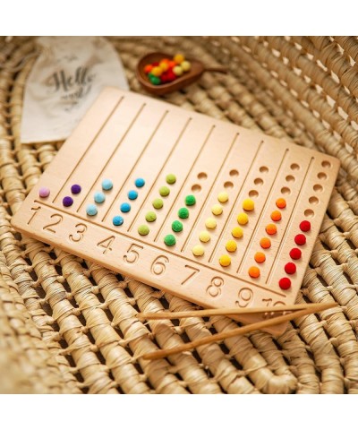 Wooden Bead Board Game Montessori Toys for Toddlers Puzzle Color Sorting Stacking Toys Wooden Tracing Board Math Counting Gam...