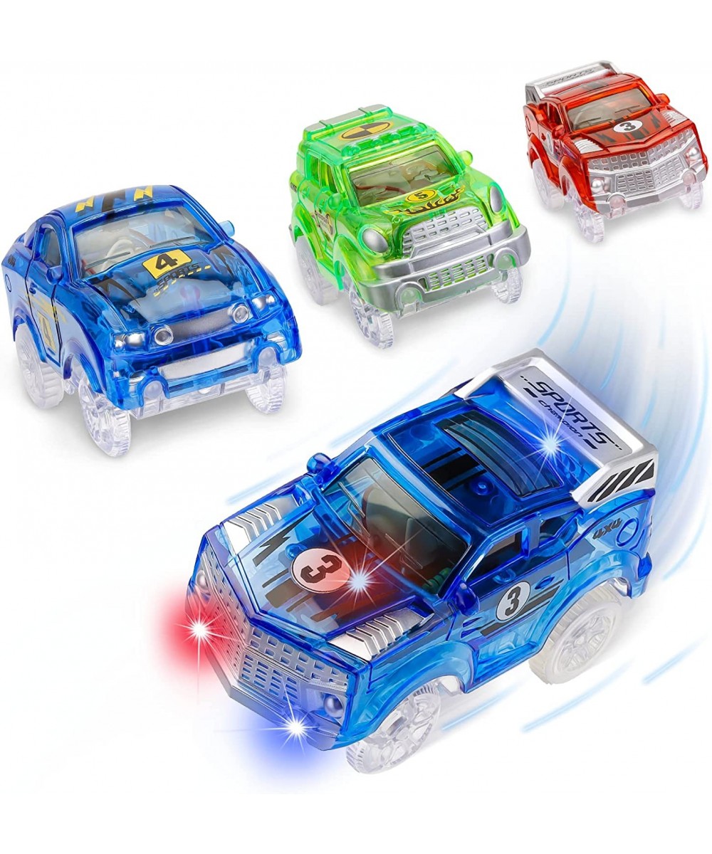 Track Cars Replacement Only - 4PCS Race Car Toy Glow in The Dark Magic Trax Cars with 5 Flashing Lights Racing Car for Kids B...