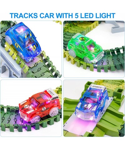 Track Cars Replacement Only - 4PCS Race Car Toy Glow in The Dark Magic Trax Cars with 5 Flashing Lights Racing Car for Kids B...