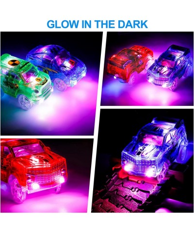 Track Cars Replacement Only - 4PCS Race Car Toy Glow in The Dark Magic Trax Cars with 5 Flashing Lights Racing Car for Kids B...