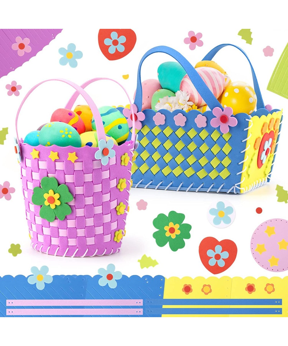 2 Pack Easter Foam Craft Baskets Kits Sewing Craft Egg Basket with Stickers for Children Easter Decoration $16.01 Craft Kits