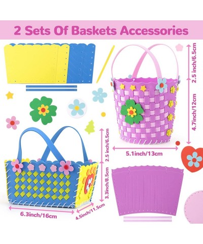 2 Pack Easter Foam Craft Baskets Kits Sewing Craft Egg Basket with Stickers for Children Easter Decoration $16.01 Craft Kits