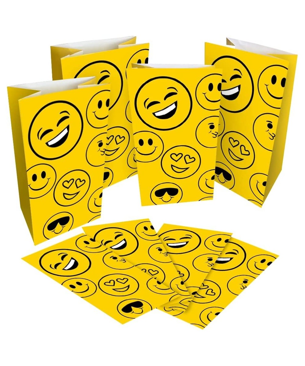 Emoticon Party Favor Bags Pack of 12 Emoticon Themed Goodie Gift Paper Bags Durable Treat Bags Emoticon Party Supplies and Fa...