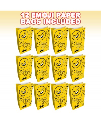 Emoticon Party Favor Bags Pack of 12 Emoticon Themed Goodie Gift Paper Bags Durable Treat Bags Emoticon Party Supplies and Fa...