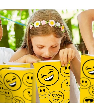 Emoticon Party Favor Bags Pack of 12 Emoticon Themed Goodie Gift Paper Bags Durable Treat Bags Emoticon Party Supplies and Fa...