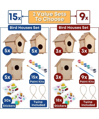 15 DIY Bird House Kits for Children to Build - Wood Birdhouse Kits for Kids to Paint - Unfinished Wood Bird Houses to Paint f...