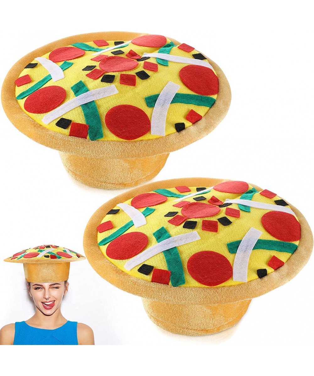 2 Pieces Funny Pizza Hat Crazy Silly Hat Fun Party Toy Play Hat with Felt Toppings and Plush Fabric Novelty Costume Accessori...