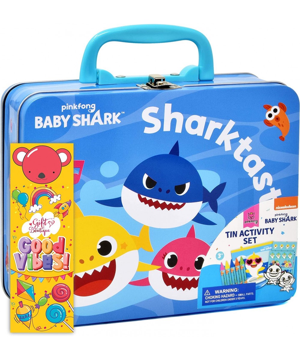 Baby Shark Coloring and Activity Tin Box Includes Baby Shark Mess Free Crafts Crayons Stickers Color Kit in Tin Box for Toddl...