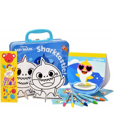 Baby Shark Coloring and Activity Tin Box Includes Baby Shark Mess Free Crafts Crayons Stickers Color Kit in Tin Box for Toddl...