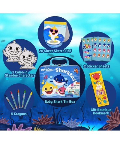 Baby Shark Coloring and Activity Tin Box Includes Baby Shark Mess Free Crafts Crayons Stickers Color Kit in Tin Box for Toddl...