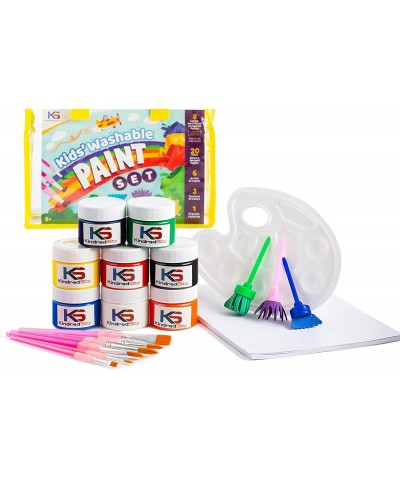 Washable Paint for Kids Set with Classic and Glitter Non-Toxic Tempera Paint Colors Brushes Paper & Palette – Perfect Art Sup...