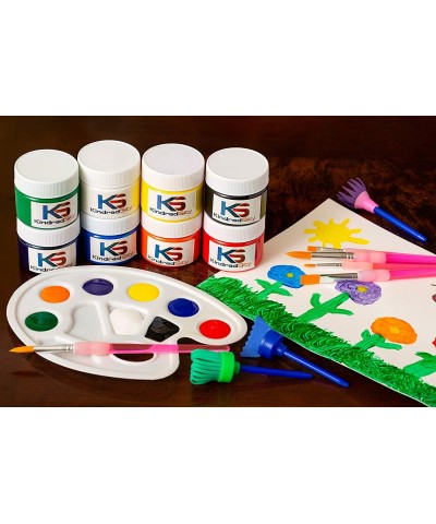 Washable Paint for Kids Set with Classic and Glitter Non-Toxic Tempera Paint Colors Brushes Paper & Palette – Perfect Art Sup...