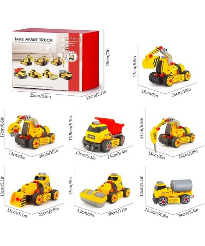 7-in-1 DIY Take Apart Truck Car Toys for 3 4 5 6 7 Year Old Boys Girls Construction Tool Engineering STEM Learning Toys Fine ...