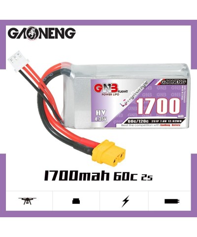 GNB LiPo Battery 1700mAh 7.6V HV 2S 60C Long Range Drone FPV XT30 Connector $37.71 Hobby Remote & App Controlled Vehicle Parts