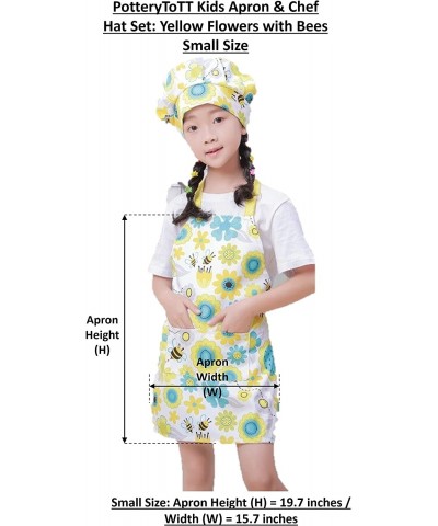 Yellow Small Kids Child Apron Chef Hat Set for 3 to 6 Year Old Girls Boys for Baking Kitchen Arts Craft Pretend Play Adjustab...