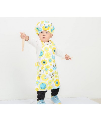 Yellow Small Kids Child Apron Chef Hat Set for 3 to 6 Year Old Girls Boys for Baking Kitchen Arts Craft Pretend Play Adjustab...