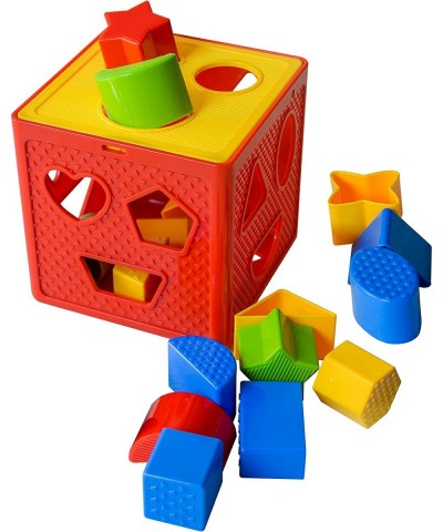 Baby Blocks Shape Sorter Toy - Childrens Blocks Includes 18 Shapes - Color Recognition Shape Toys With Colorful Sorter Cube B...