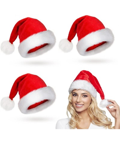 4 Pack Plush Santa Hats Adult Children Christmas Hat Festive Christmas Hat Unisex Velvet Cozy Christmas New Year Festive Part...