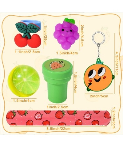 84Pcs Fruits Party Favors Kid Birthday Supplies Squeeze Bouncy Ball Ring Keychain Slap Bracelet Tattoo Mini Toy Gift Watermel...