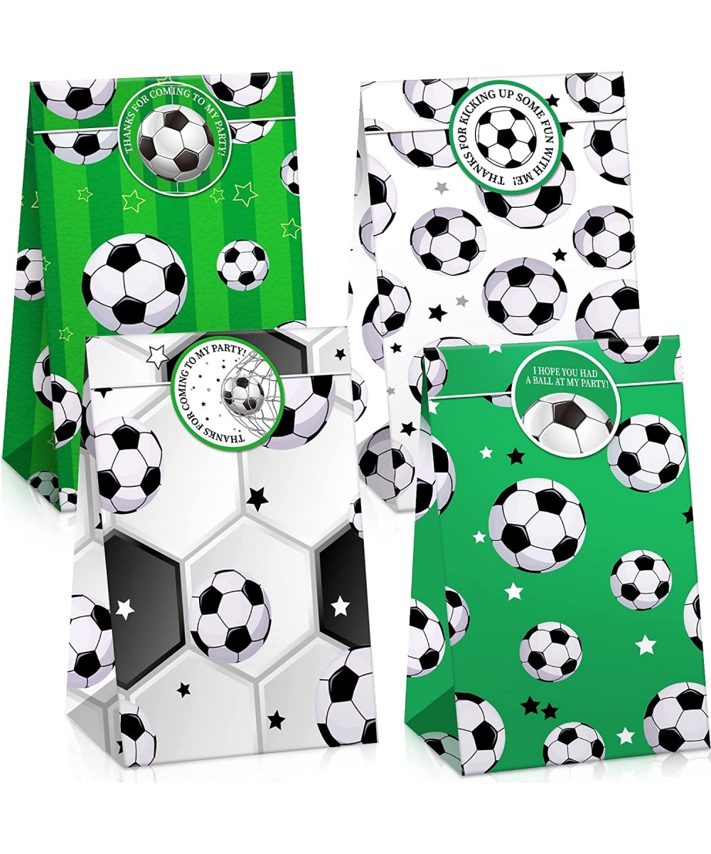 24 Pcs Soccer Goodie Bags Soccer Party Favor Bags Candy Treat Bags with Stickers for Soccer Theme Party Birthday Party Team P...